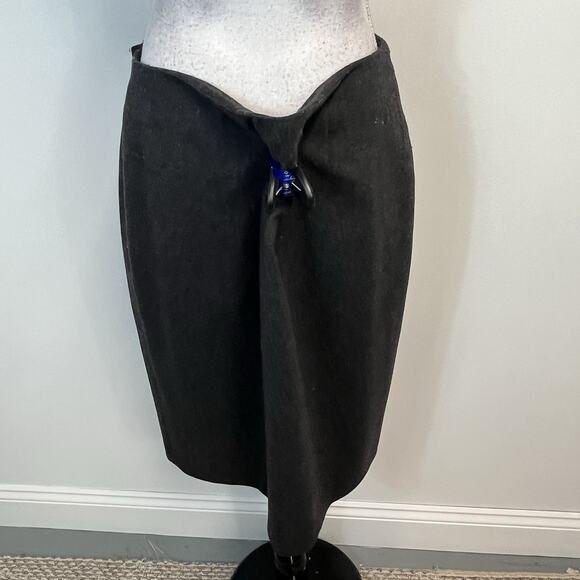 Brooks Brothers 346 Skirt Women's Size 14 Gray Wool Faux Wrap A-Line Knee-Length - Picture 5 of 6